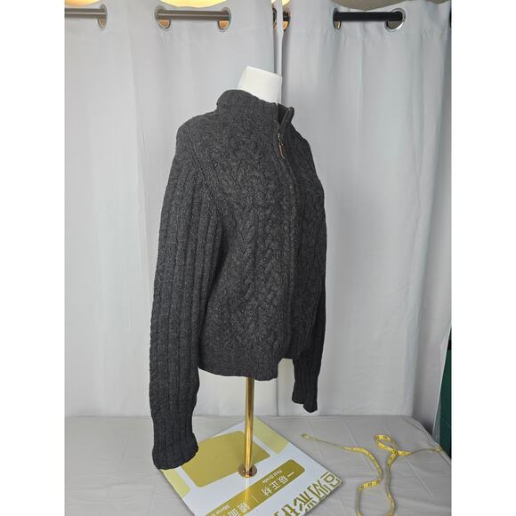 VINTAGE VALERIE STEVENS WOOL WOMANS CABLE KNIT  SWEATER TURTLENECK LARGE ZIPPER - Picture 4 of 14